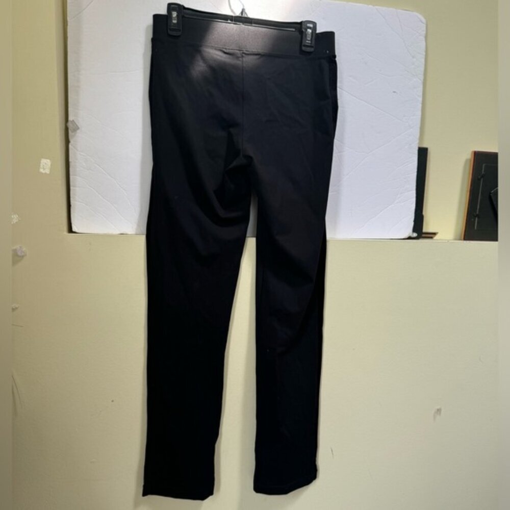 Hue Ponte Velvet Tuxedo Stripe Pants Pull On Slimming Straight Leg Minimalist M - Picture 3 of 10